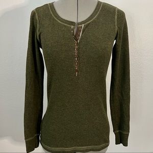 Caslon Olive Green Thermal Henley